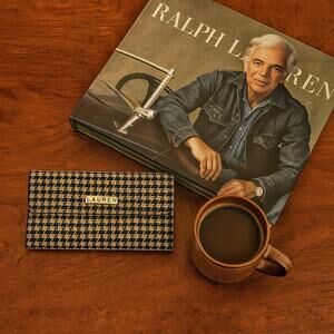 Vintage Ralph Lauren Houndstooth Wallet | 90s Brown Leather Preppy Fall Style